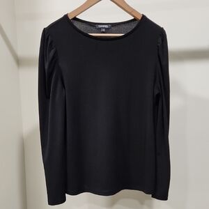 George Black Long Sleeve Scoop Neck Top